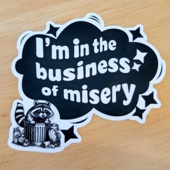 Paramore Themed Raccoon Sticker I'm In The Business Of Misery Funny Laptop Decal - Picture 1 of 2